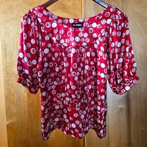 METROCITY SMALL red and  light cream color blouse